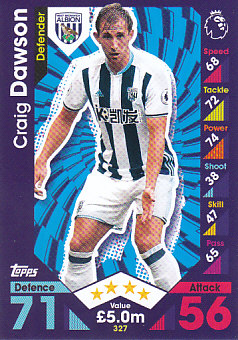 Craig Dawson West Bromwich Albion 2016/17 Topps Match Attax #327